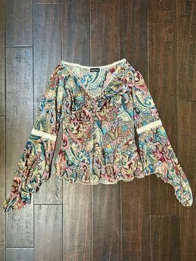Sheer, Paisley, Bell Sleeve, Wet Seal Blouse, Medium